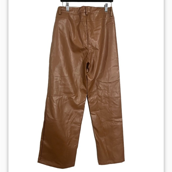 NWT Cider Brown Faux Leather Wide Leg Pants size M - Picture 5 of 7